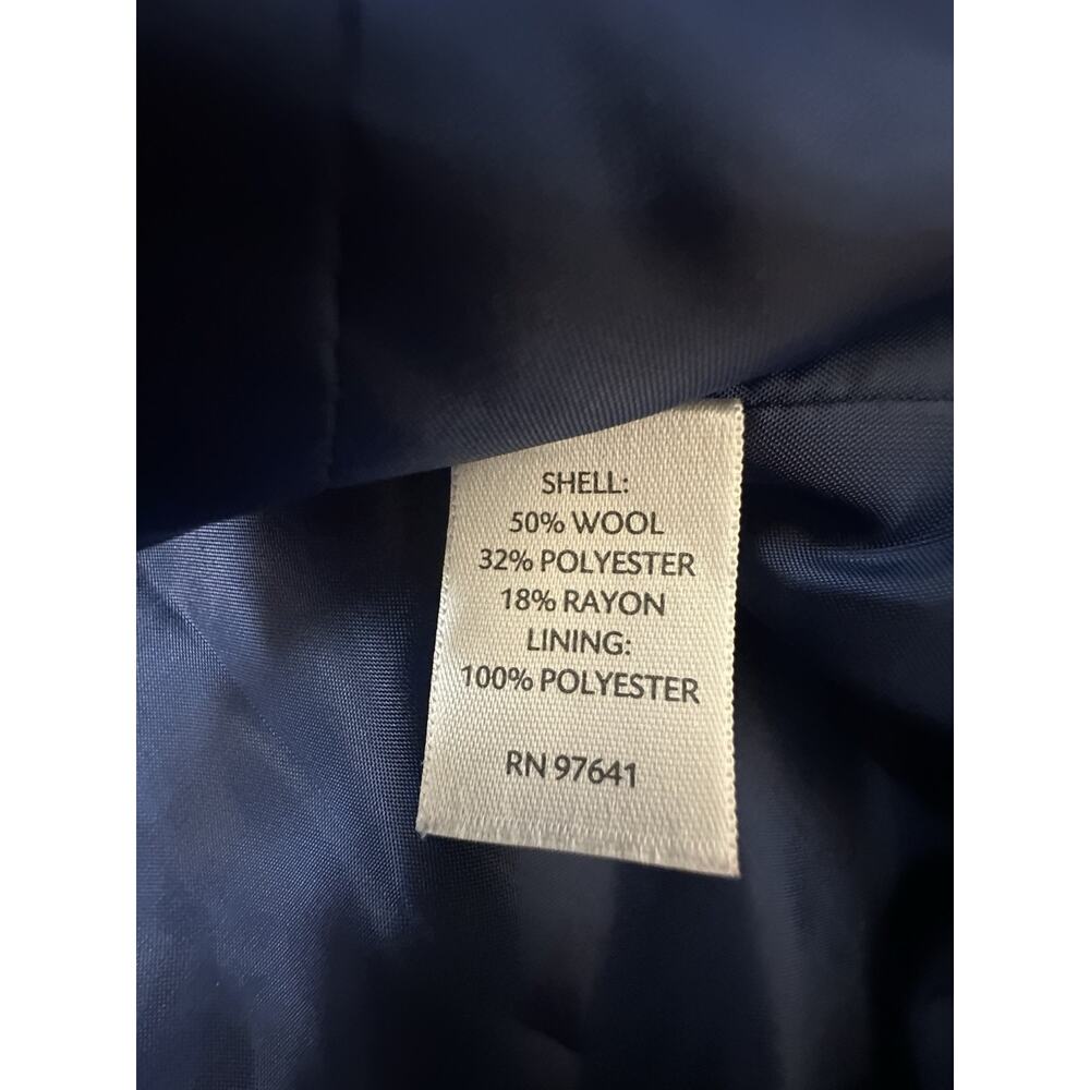 J. Jill Walker Coat Navy Blue Wool Blend Button Front Medium Preppy Old Money - Picture 6 of 9